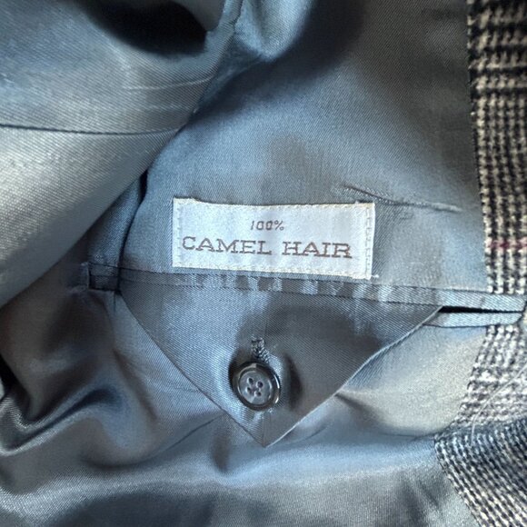 Lords Of London Patrick James Mens Plaid Two-Button Blazer 44R Camel Hair Gray - Picture 6 of 10